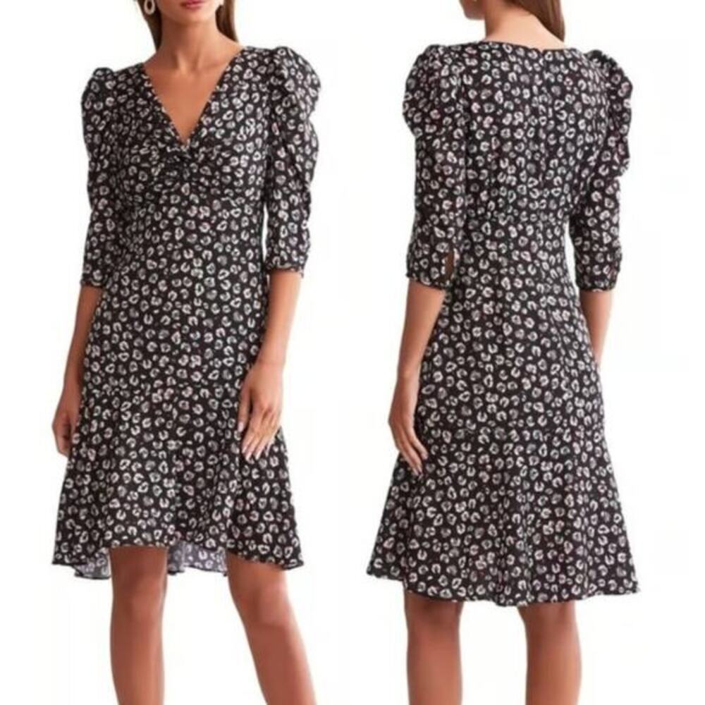 New! Bailey 44 Olivia Puff-Sleeve Leopard Print Dress, women size 0